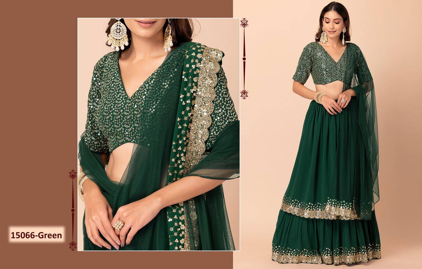 Zeel Clothing vol 26 georgette Green Lehenga choli wholesale price in Kolkata